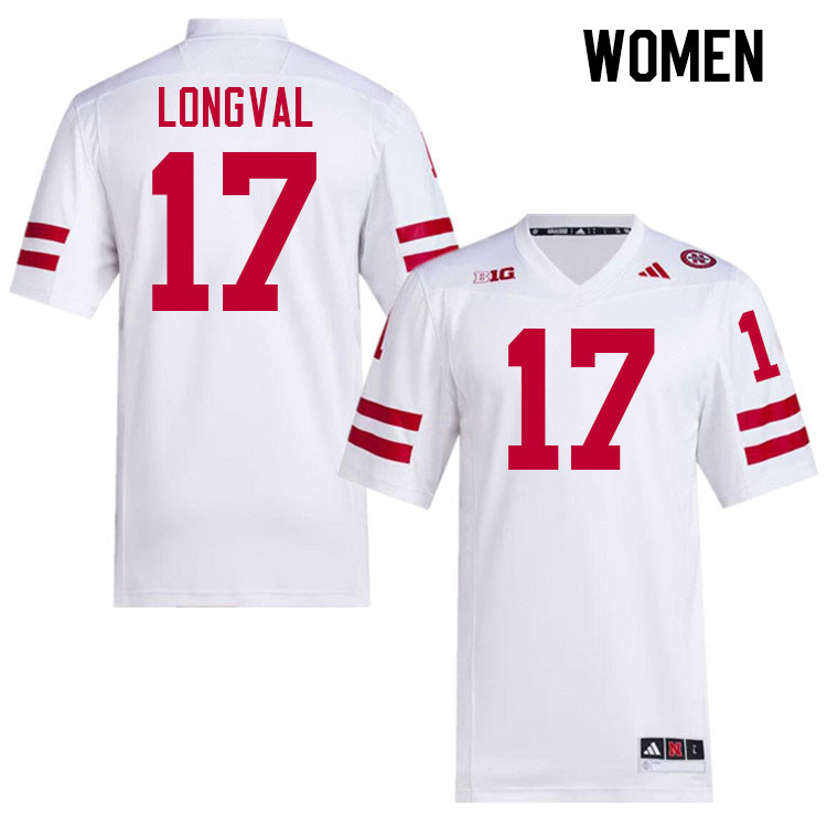 Women #17 Luke Longval Nebraska Cornhuskers College Football Jerseys Stitched Sale-White